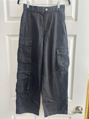 Kids Black Cargo Jeans with Multi-Pocket Utility Style